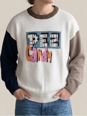 PEZ Candy Colorblock Graphic Knit Sweater Unisex Kidcore Streetwear M